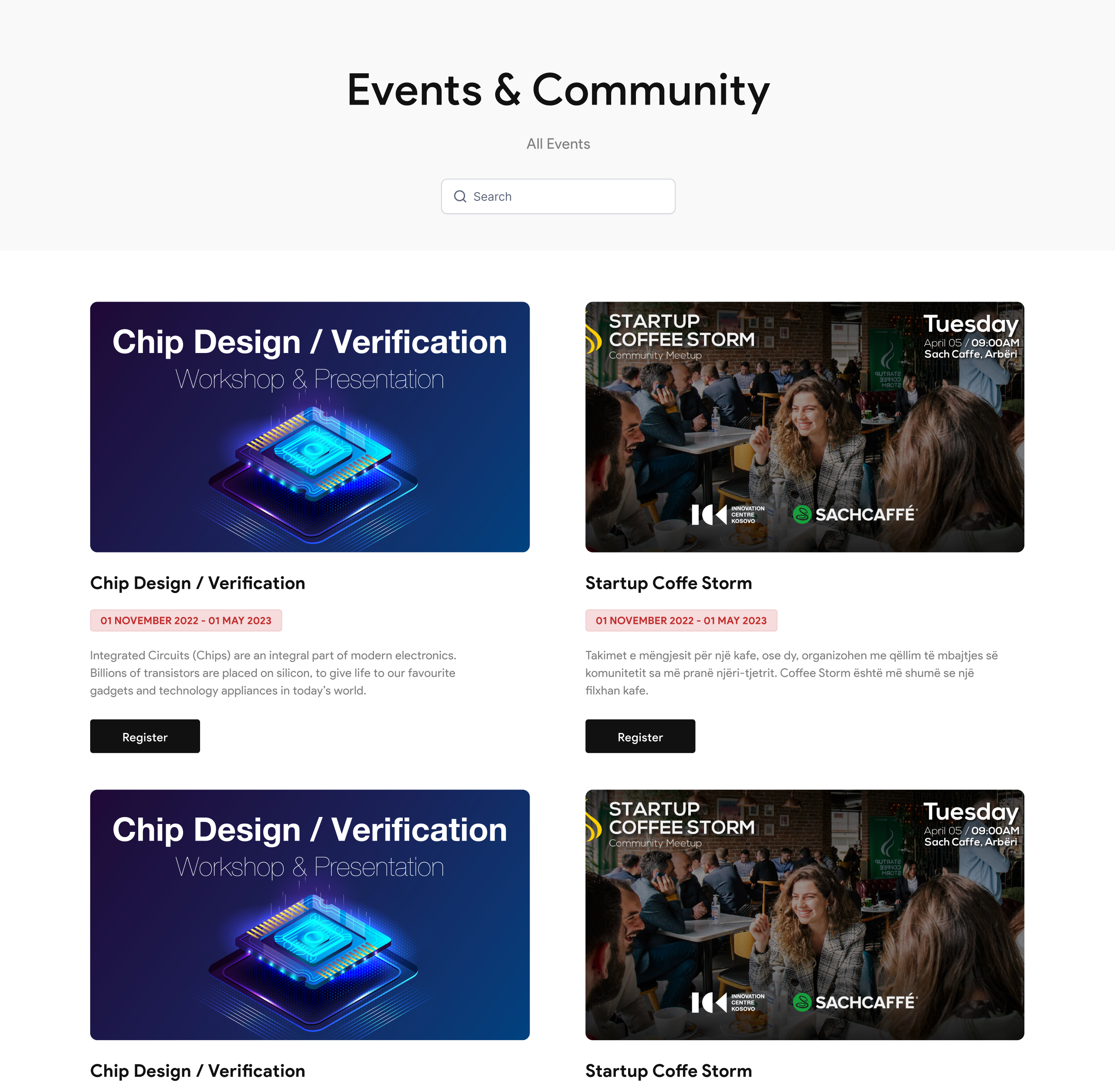 ICKosovo platform homepage showcasing key features